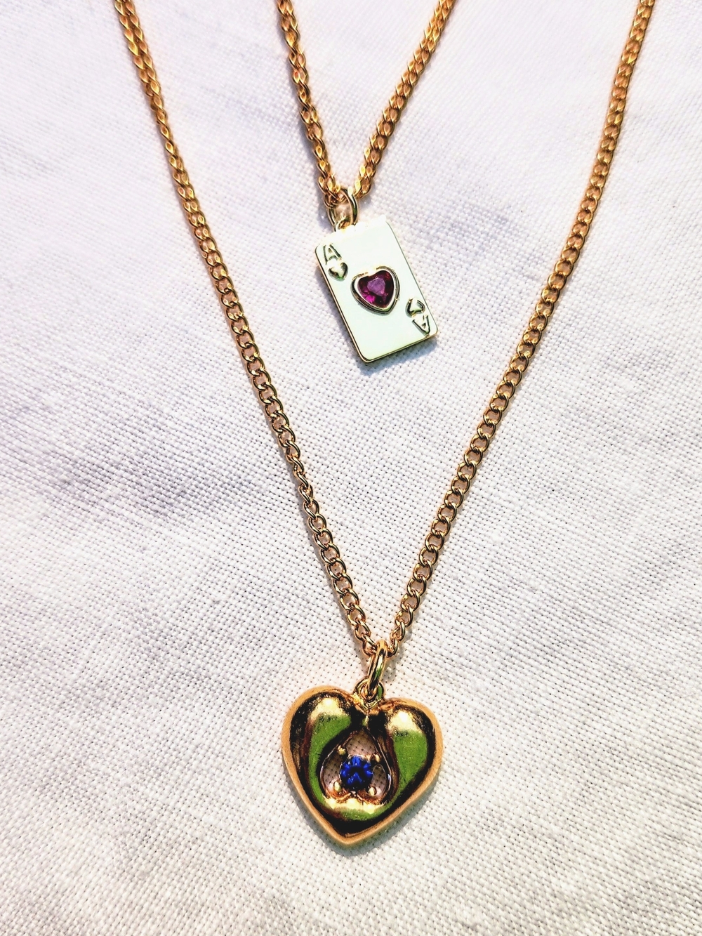 Gold Heart & Ace of Hearts Layered Necklace